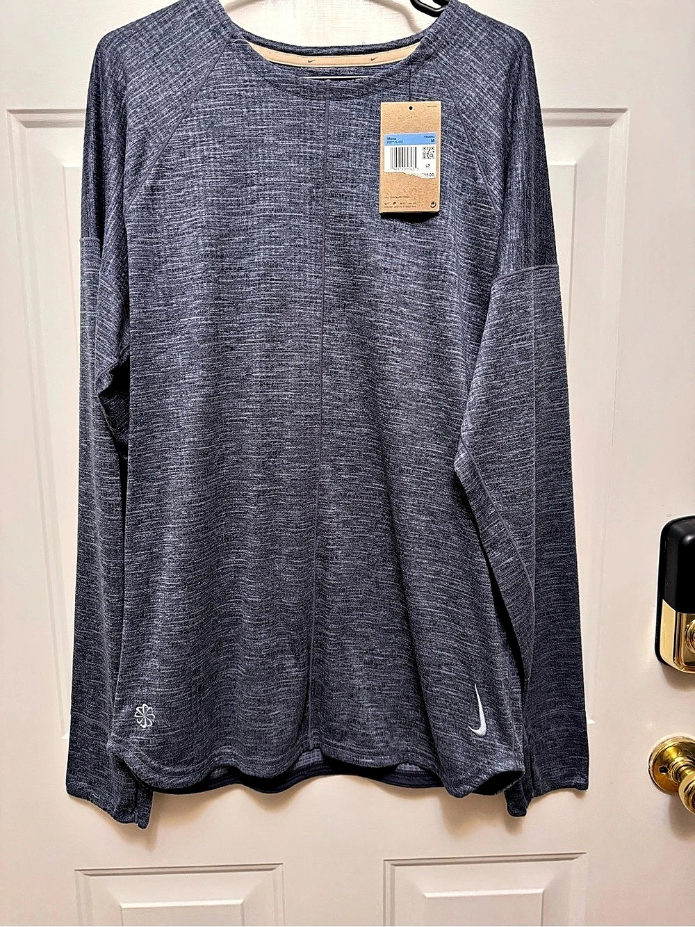 Nike Yoga Dri-FIT Long Sleeve Crew Top Blue Medium NWT